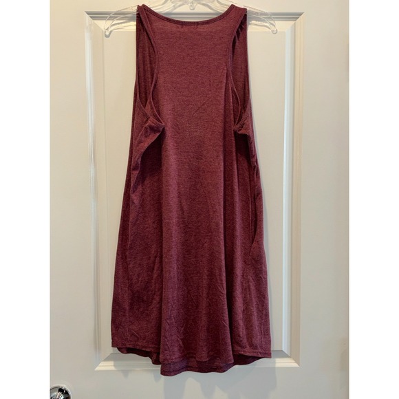 Luckymore Heathered Midi Tunic Dress Womens Maroon Racerback Scoop Neck Casual - Picture 2 of 7